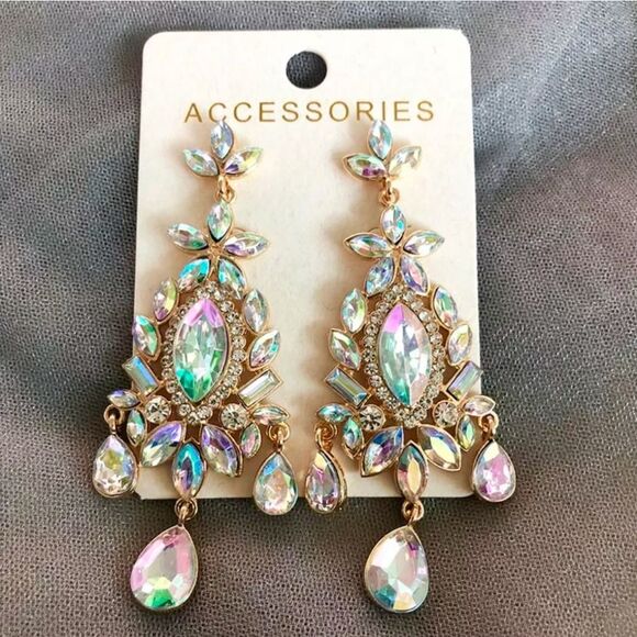 NWT AB Crystal Chandelier Earrings - Picture 2 of 2